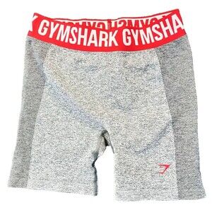 Gymshark Flex Contour Seamless Gym Shorts Women's Medium Gray Marl Red Waistband